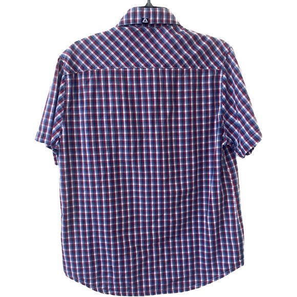 Lira Originals Button Up Dress Shirt Casual Red Blue Plaid Size: Large - Picture 2 of 10
